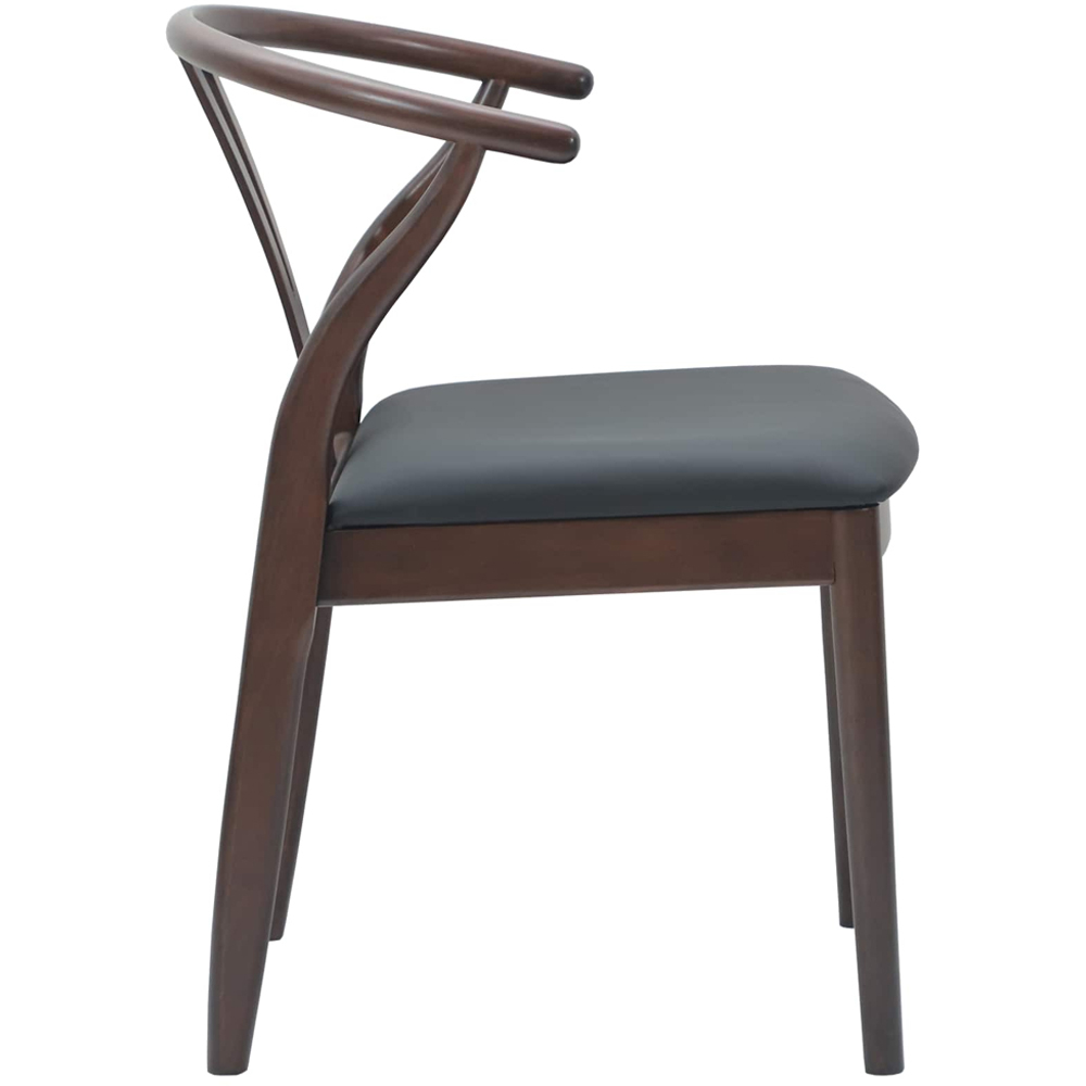 vidaXL Set of 2 Light Brown and Black Rubberwood Curved Vintage Dining Chairs Image 6