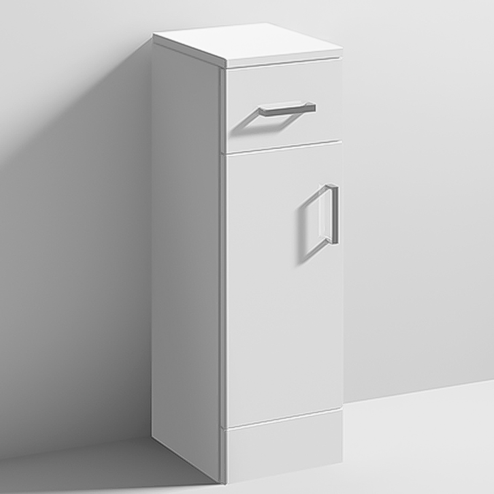 nuie Mayford Single Door Single Drawer Gloss White Slim Floor Standing Cupboard Image 1