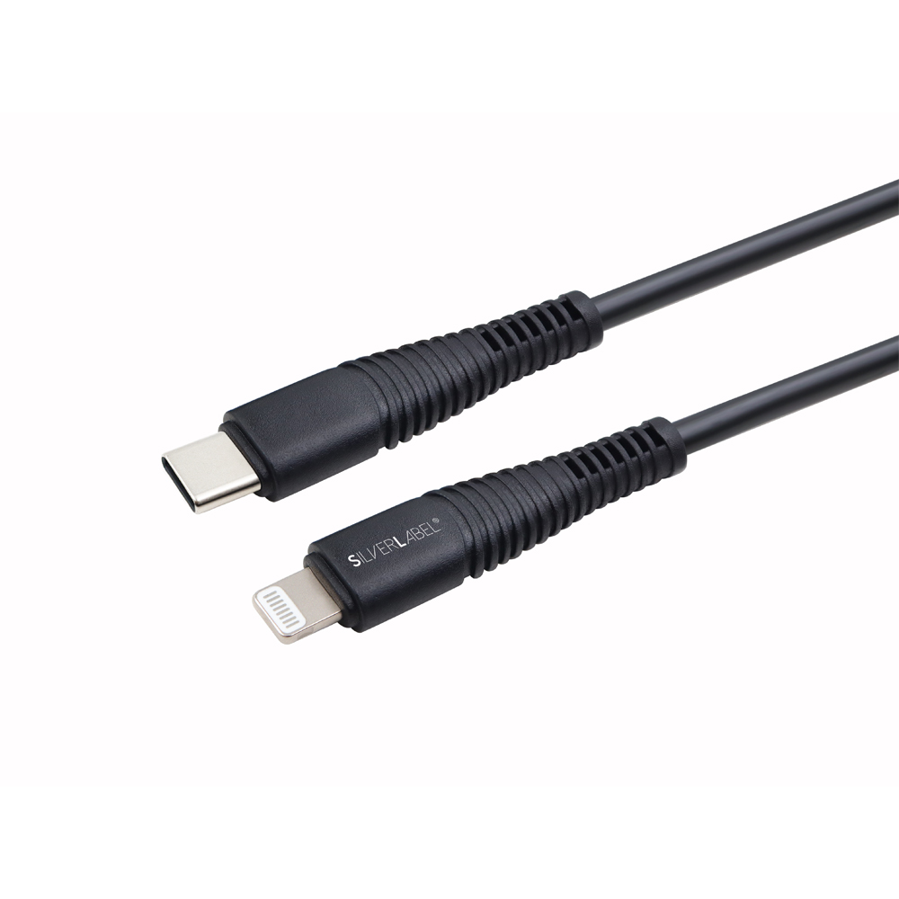 SilverLabel Black USB-C to Lightning Cable 1m Image 2