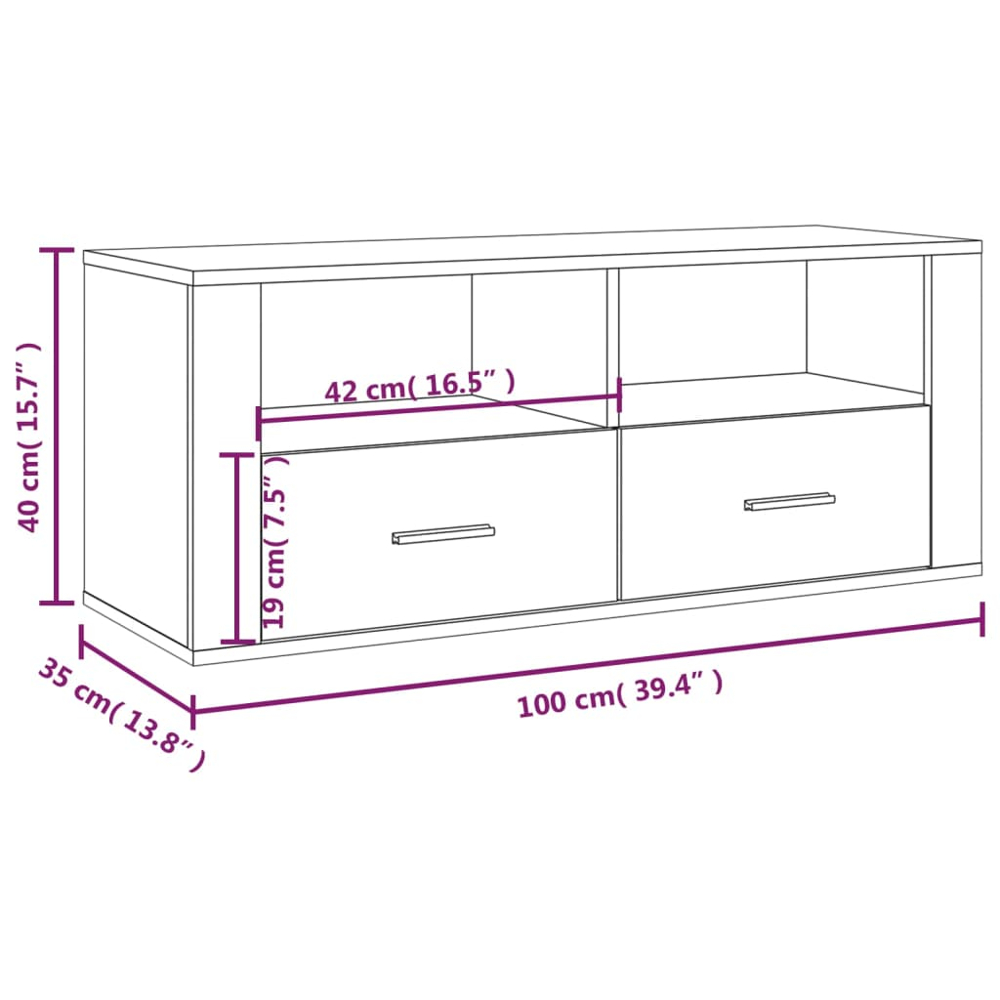 vidaXL 2 Drawer 2 Shelf Grey Sonoma TV Cabinet Image 9