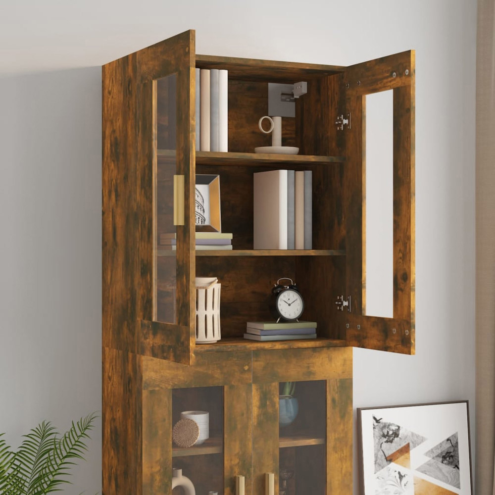 vidaXL 2 Door 3 Shelf Smoked Oak Hanging Wall Cabinet Image 8
