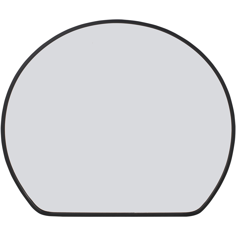 Living and Home Black Rounded Aluminium Framed HD Float Glass Bathroom Mirror 40 x 36cm Image 1