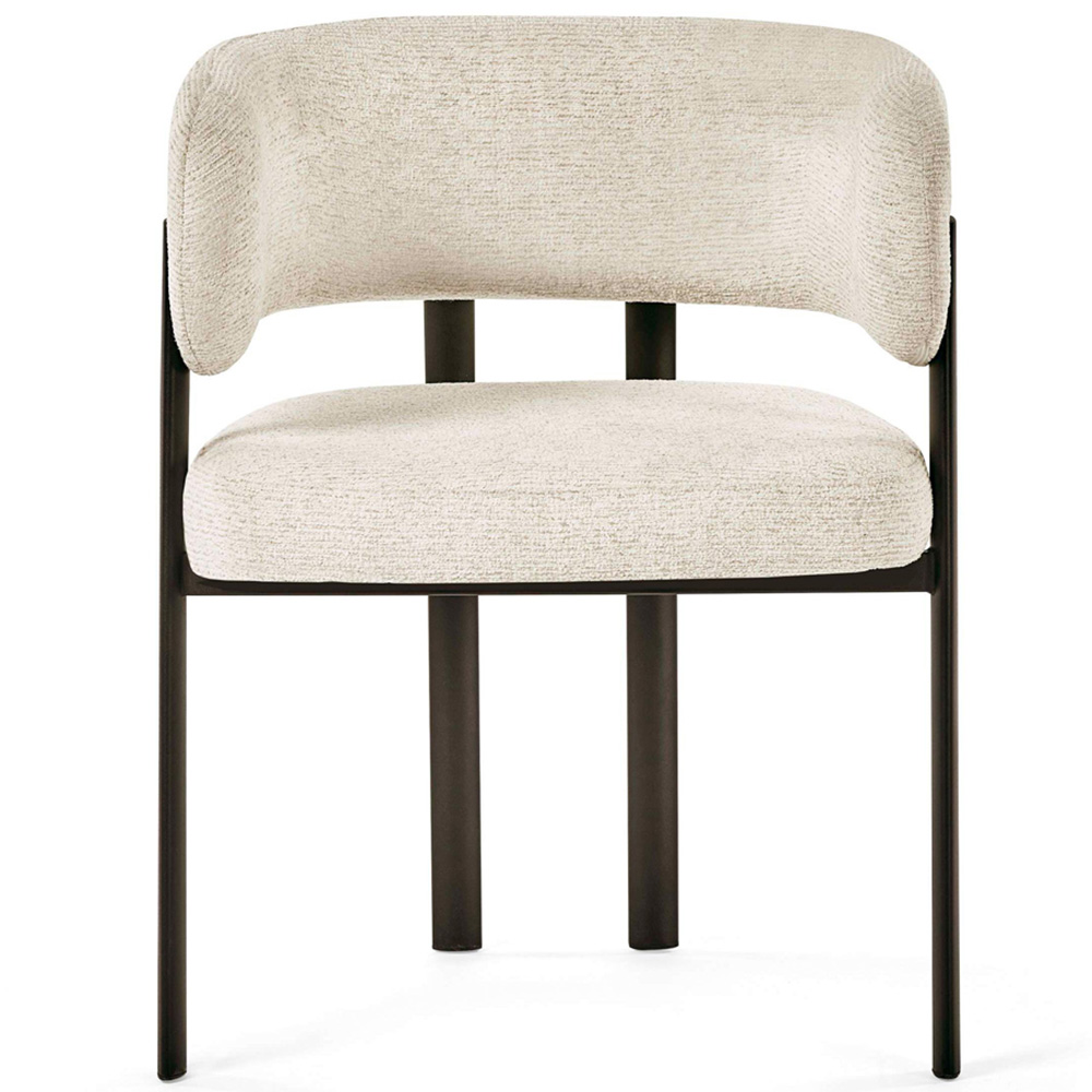 Julian Bowen Bolivia Set of 2 Cream Chenille Upholstered Dining Chair Image 4
