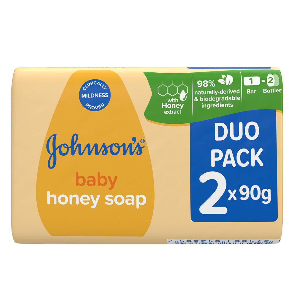Johnsons Honey Baby Soap 2 X 90g Image 1