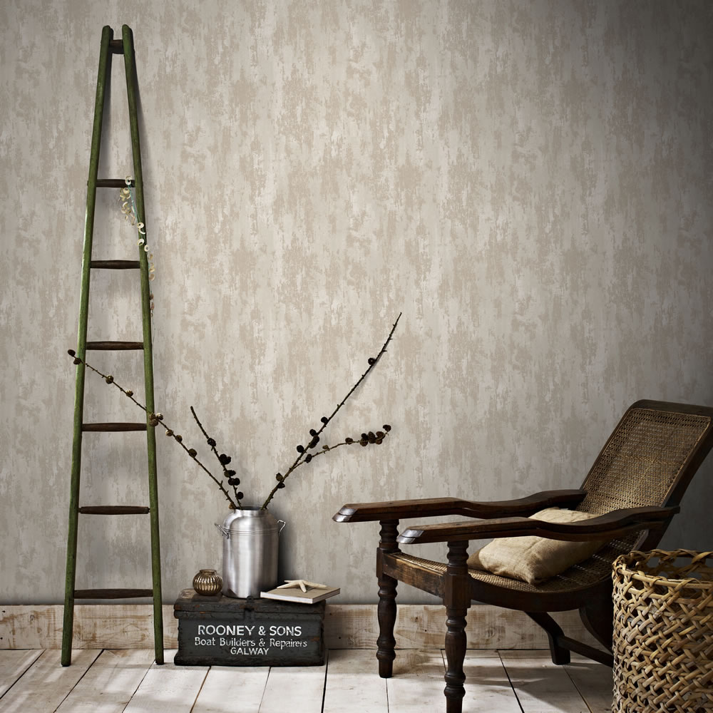 Graham & Brown Boutique Wallpaper Industrial Texture Beige and Gold Image 2