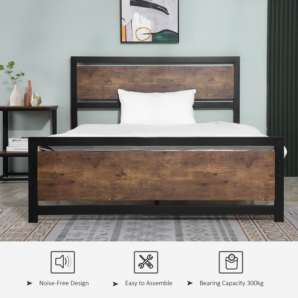 Portland Double Metal Bed Frame with Headboard and Footboard Image 6