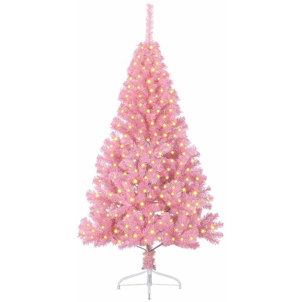 vidaXL Pre-Lit Pink Artificial Christmas Tree 6ft Image 1