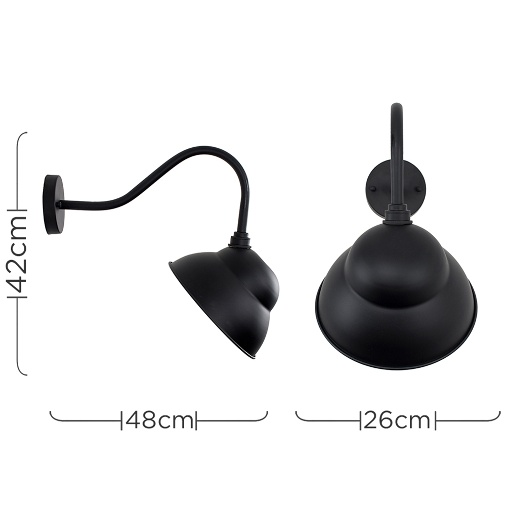 ValueLights Porter Set of 2 Black Warm White Bulb Wall Lantern Image 7