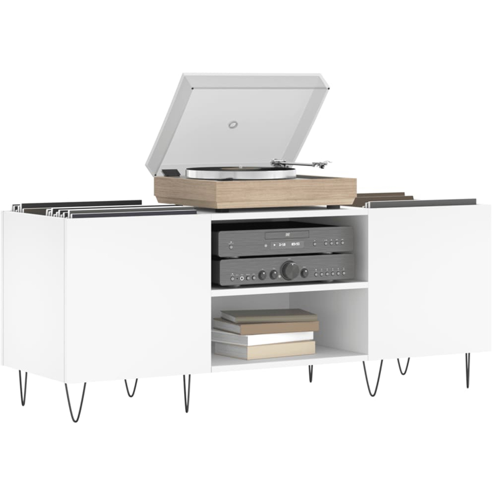 vidaXL 2 Shelf White Record Cabinet Image 3