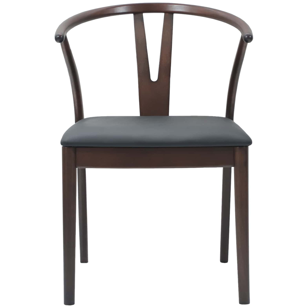 vidaXL Set of 2 Light Brown and Black Rubberwood Curved Vintage Dining Chairs Image 3