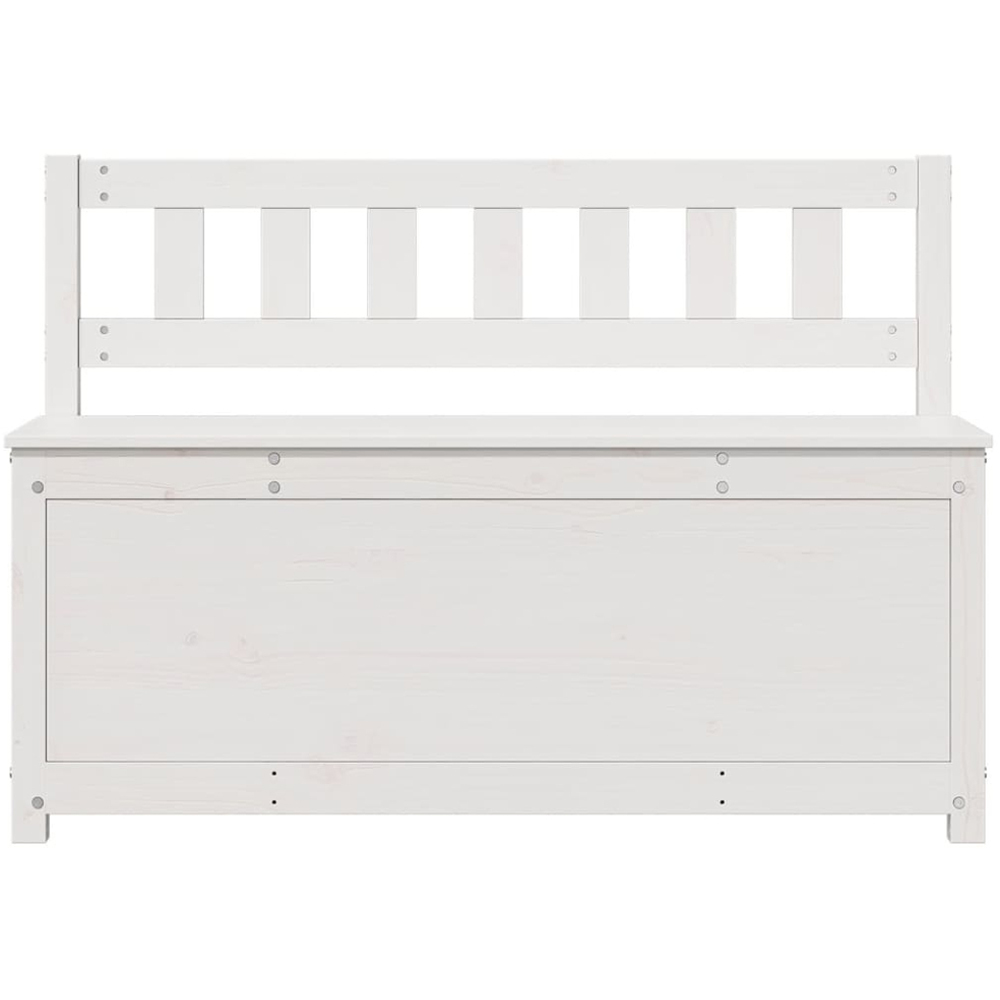 vidaXL White Solid Wood Pine Storage Bench 110 x 41 x 76.5cm Image 3