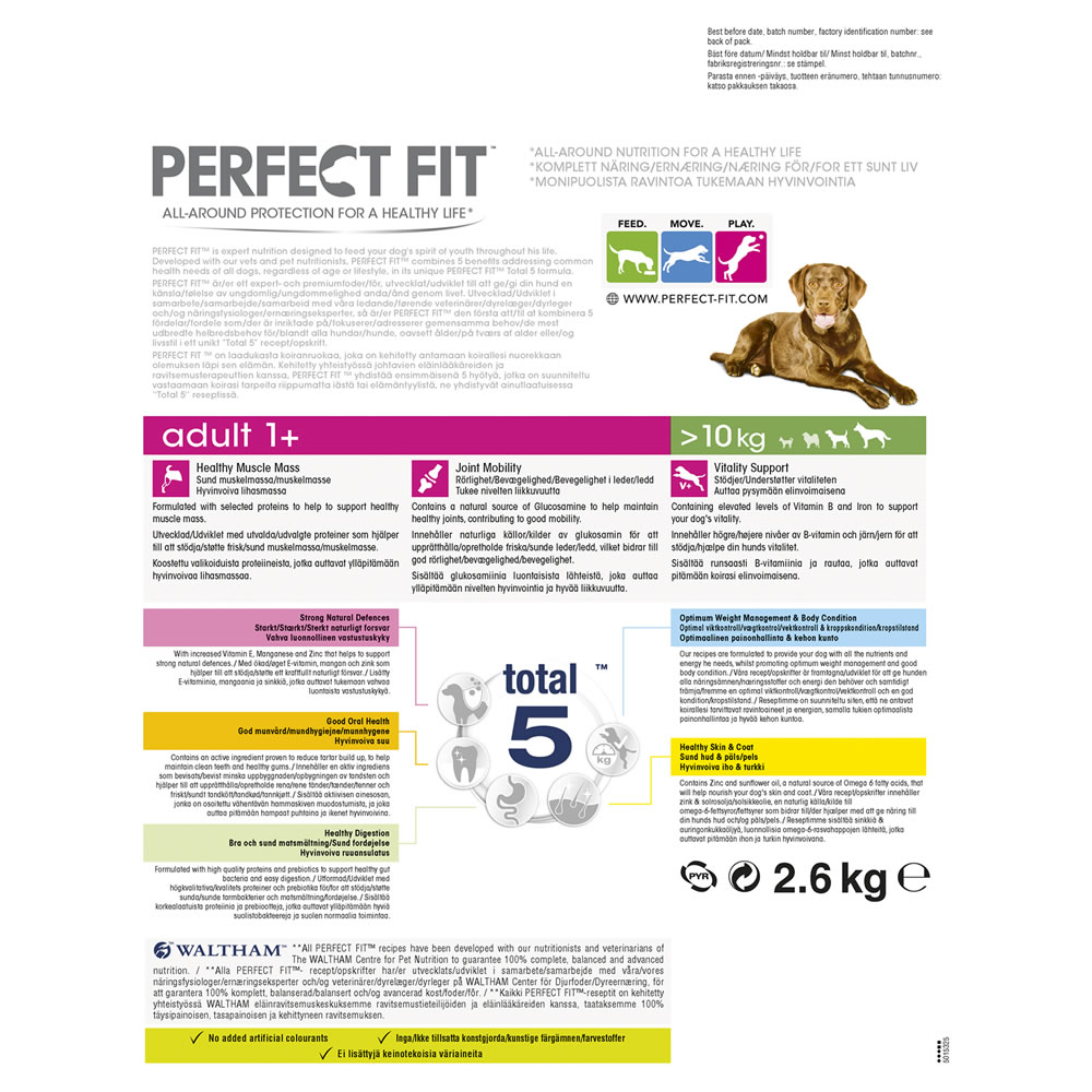 Perfect Fit Adult 1+ Chicken Flavour Complete Dry Dog Food 2.6kg Image 2