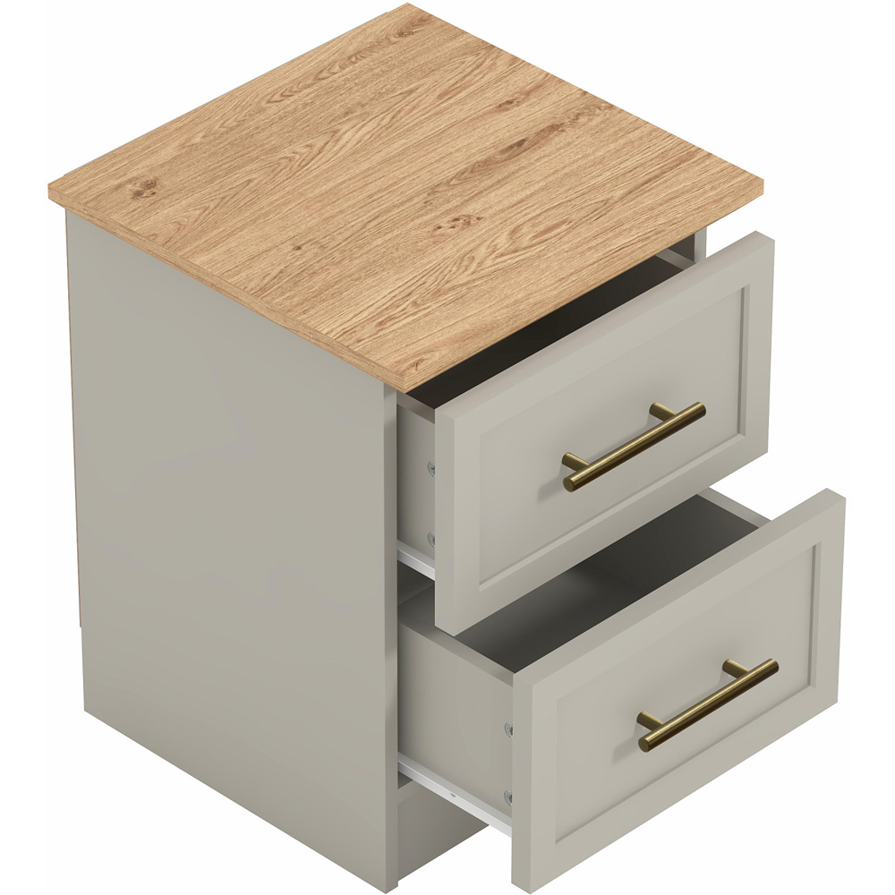 GFW Lyngford 2 Drawer Grey Bedside Table Image 5