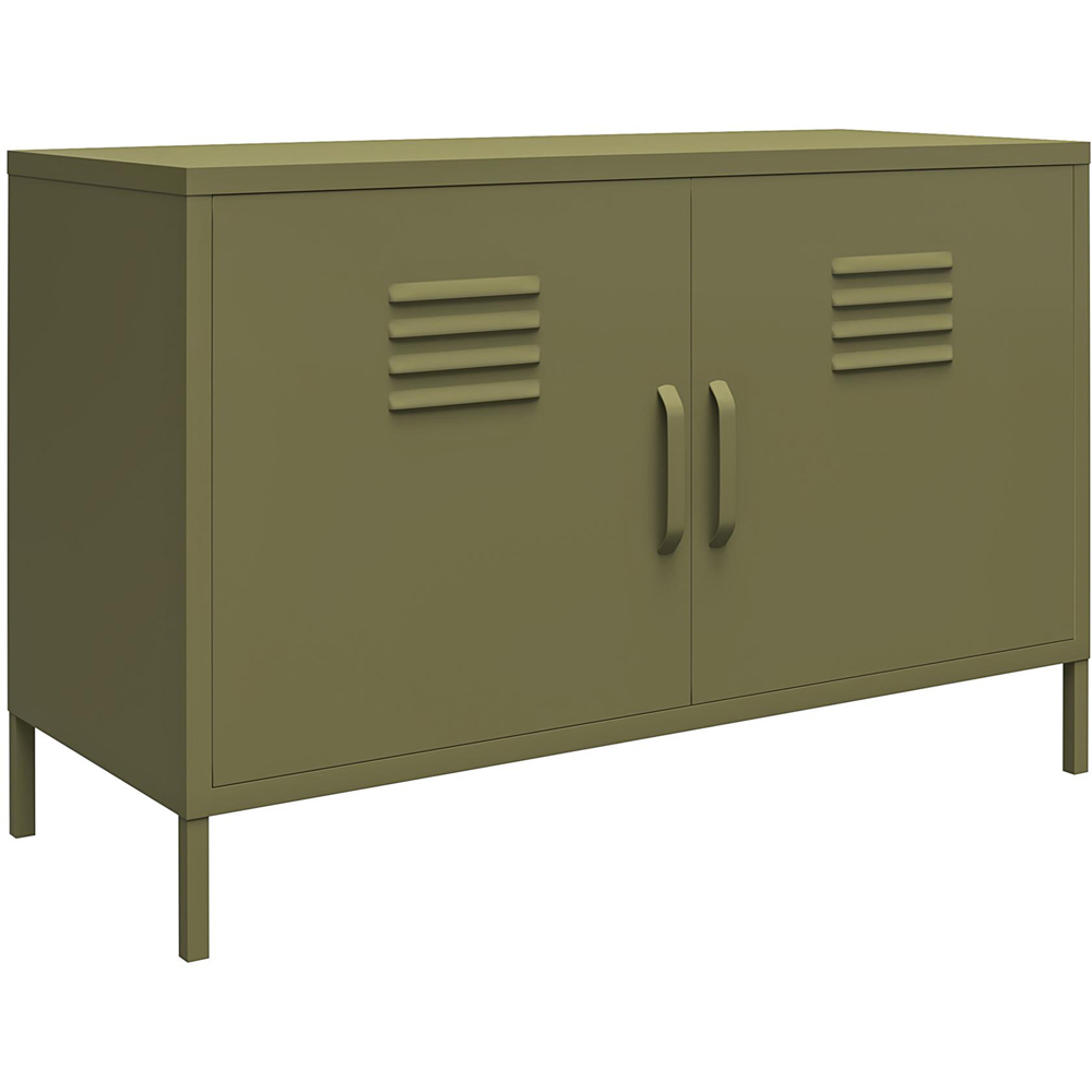 Dorel Bradford 2 Door 2 Shelf Olive Green Metal Accent Cabinet Image 2