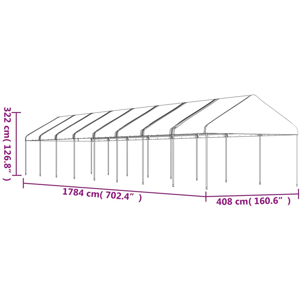 vidaXL 17.84 x 4.08m White Gazebo with Roof Image 5