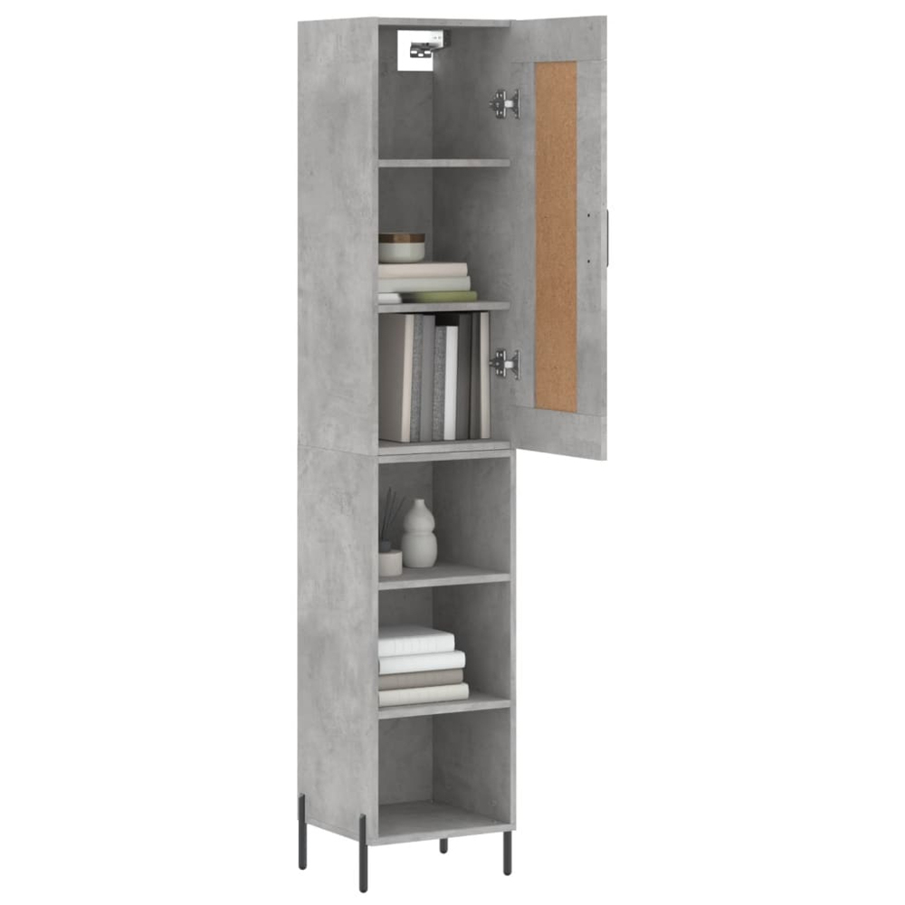 vidaXL Single Door 3 Shelf Concrete Grey Highboard Image 3