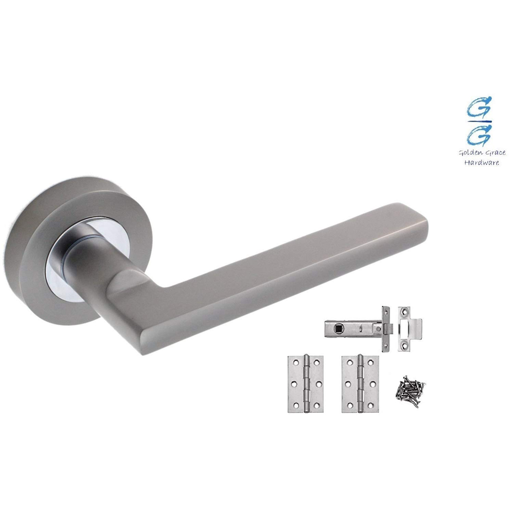 Golden Grace Duo Chrome Leon Door Handle 5 Pack Image 2