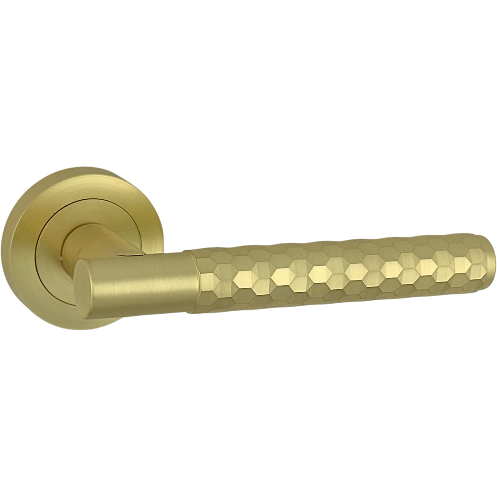 AXS Hardware Montana Satin Brass Knurled Latch Door Handles on Rose 2 Pack Image 4