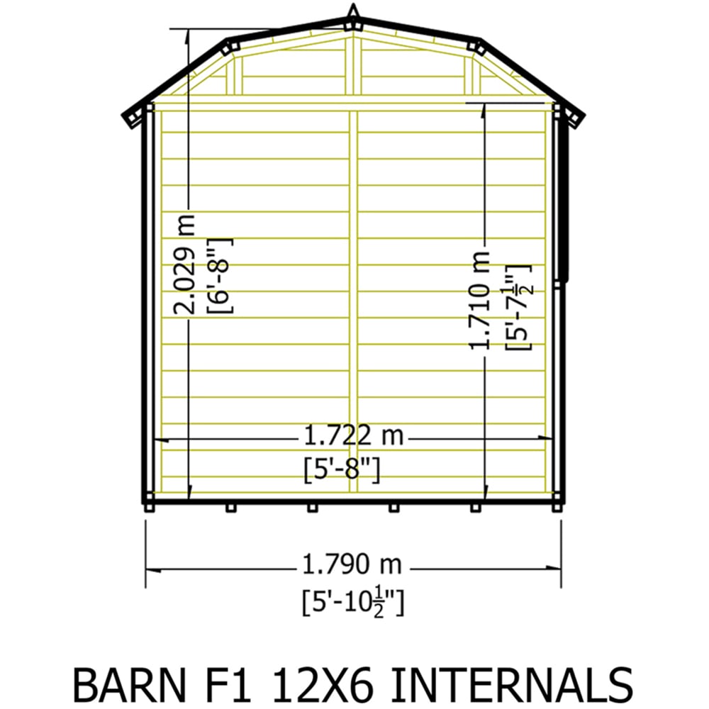 Shire Barn 12 x 6ft Double Door Shiplap Apex Garden Shed Image 7