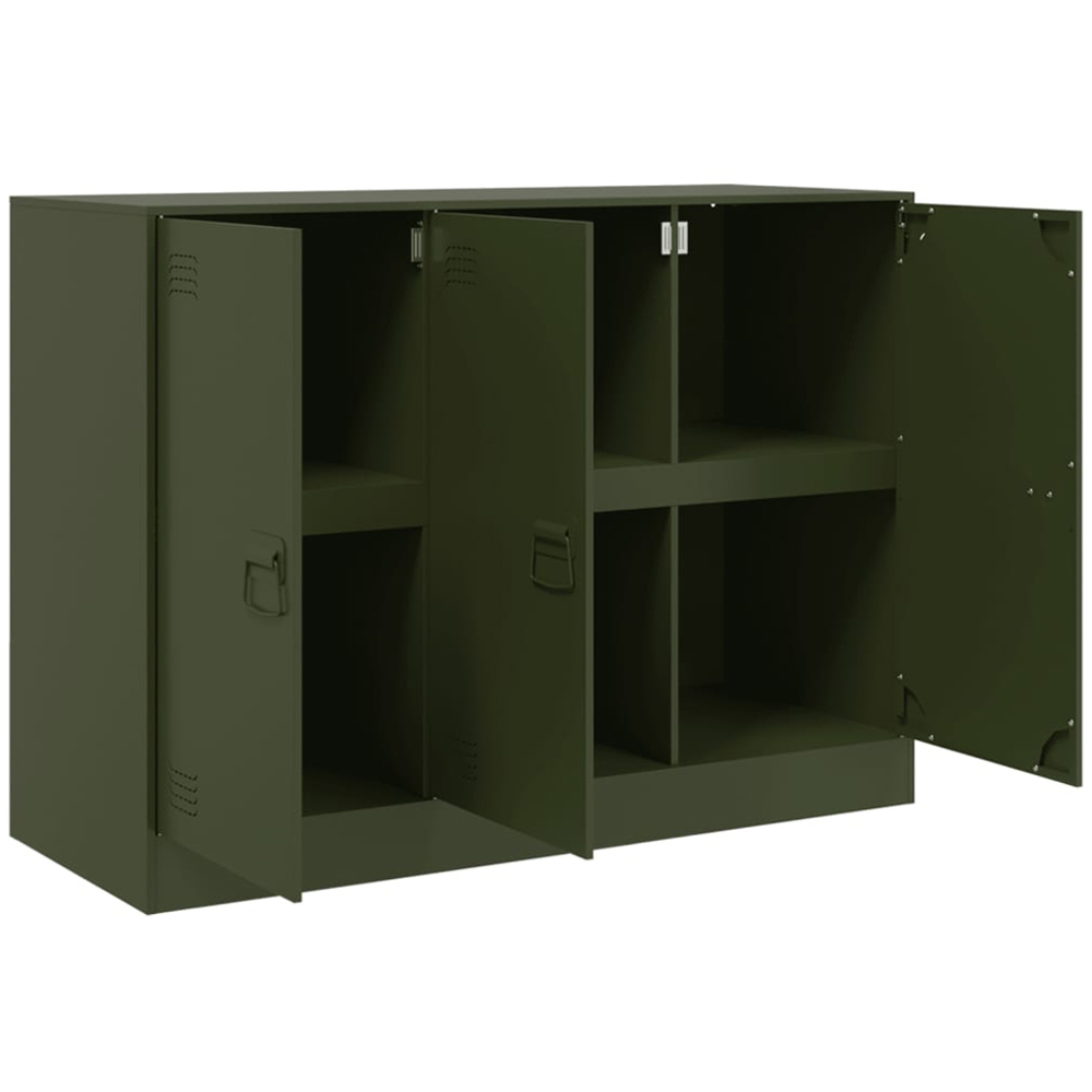 vidaXL 3 Door Olive Green Metal Sideboard Image 6