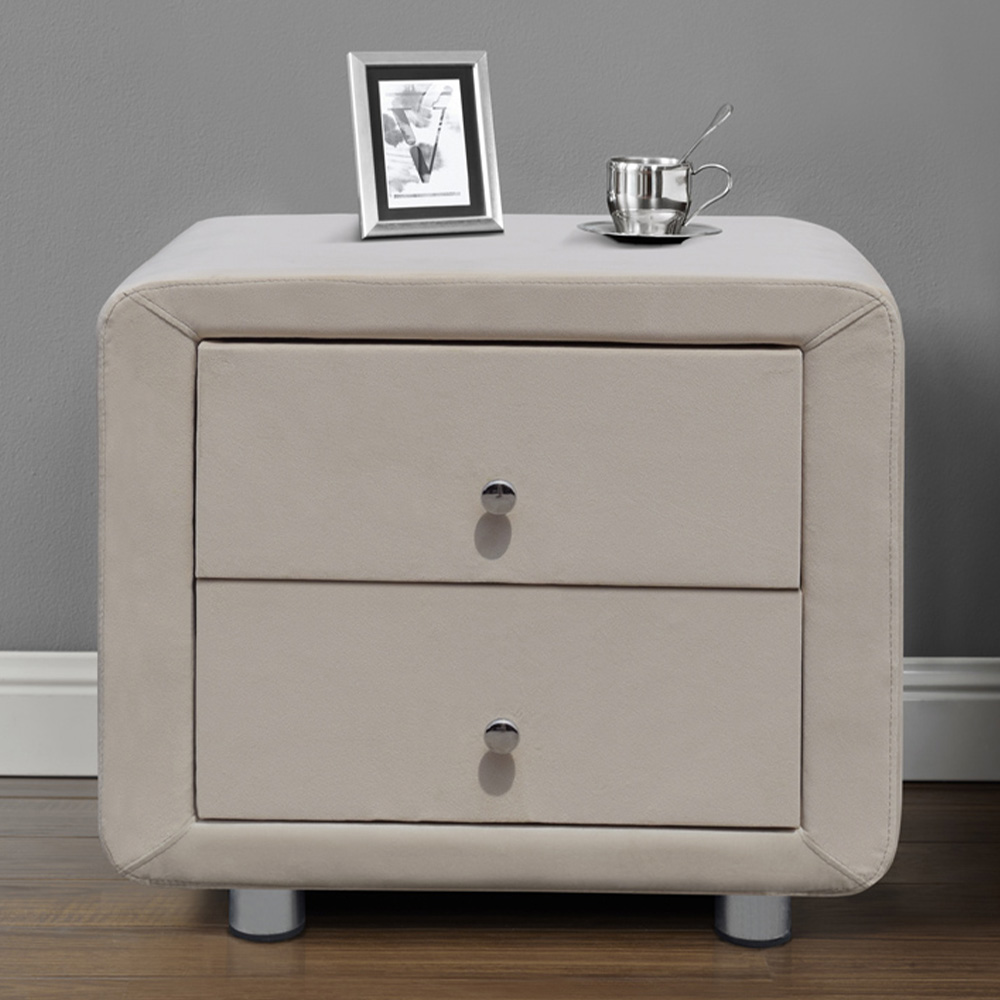 Brooklyn Cream Plush Velvet 3 Piece Bedroom Furniture Set Image 3