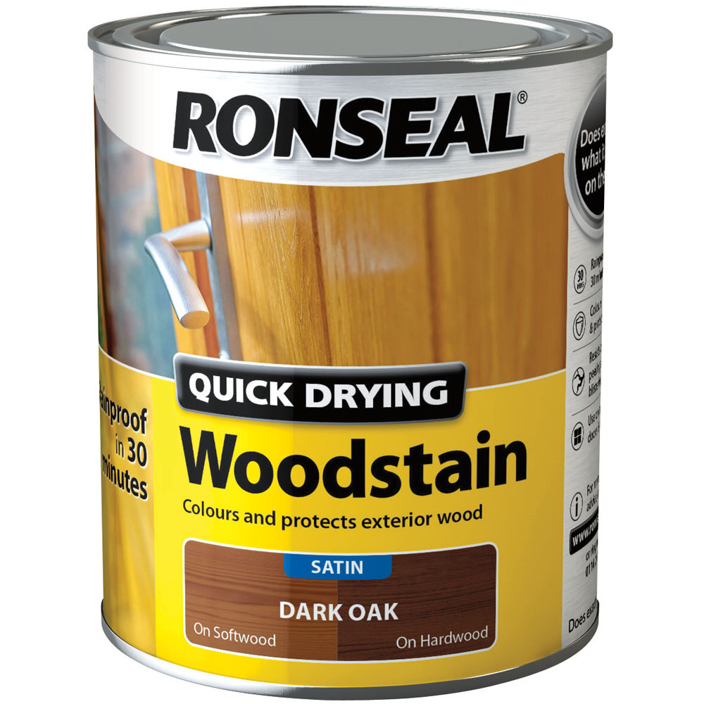 Ronseal Quick Drying Dark Oak Satin Woodstain 750ml Image 3