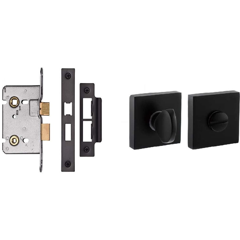 Golden Grace Matt Black Delta Bathroom Door Handles Set Image 3