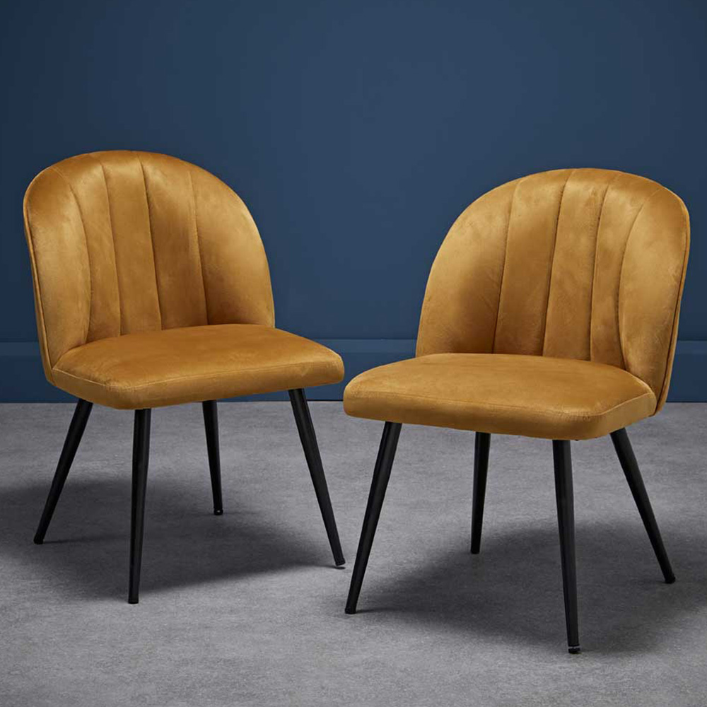 Orla Set of 2 Mustard Yellow Dining Chair Wilko