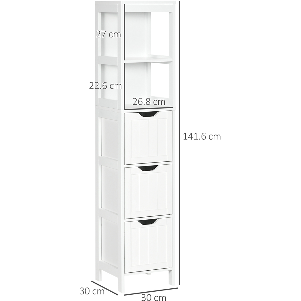 HOMCOM 3 Drawer 2 Open Shelf White Slim Bathroom Storage Unit Image 9