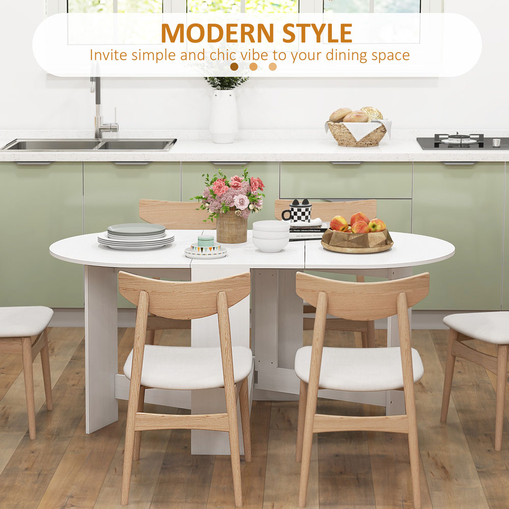 HOMCOM 6 Seater Oval Ash Wooden Effect Dining Table Image 5