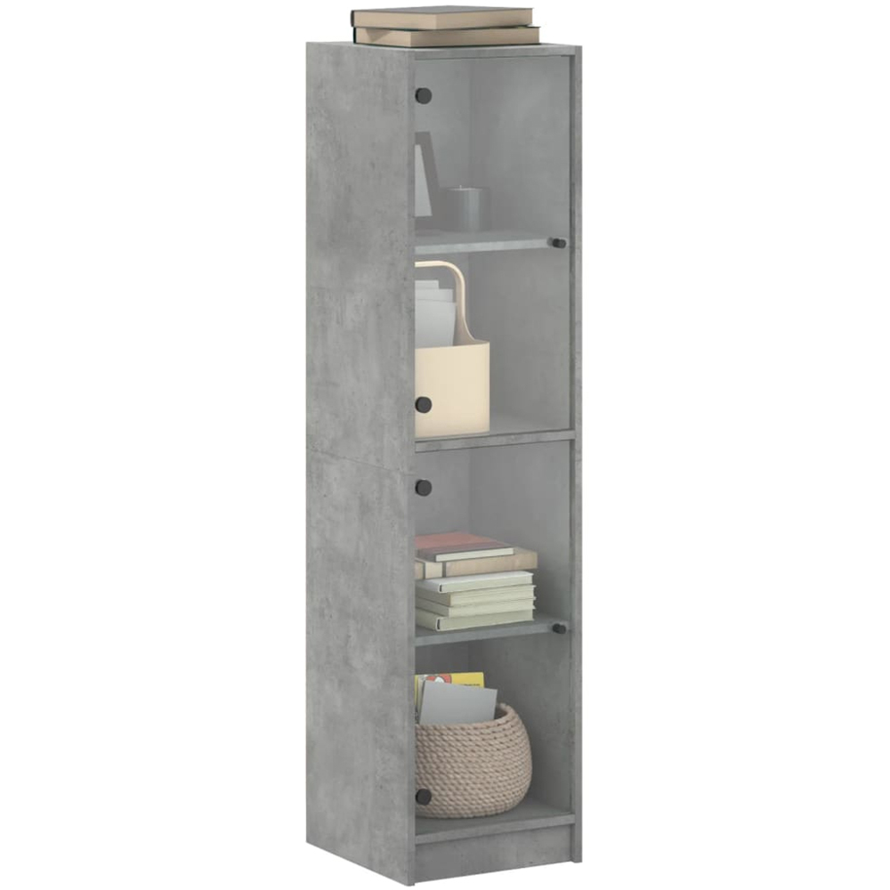 vidaXL 2 Glass Door Concrete Grey Highboard Image 4