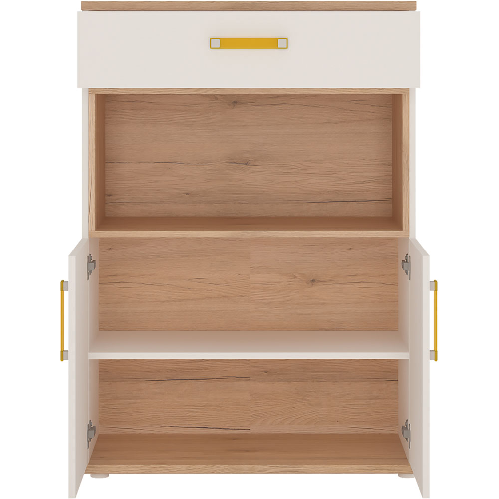 Florence 4KIDS 2 Door Single Shelf Oak and White Cupboard with Orange