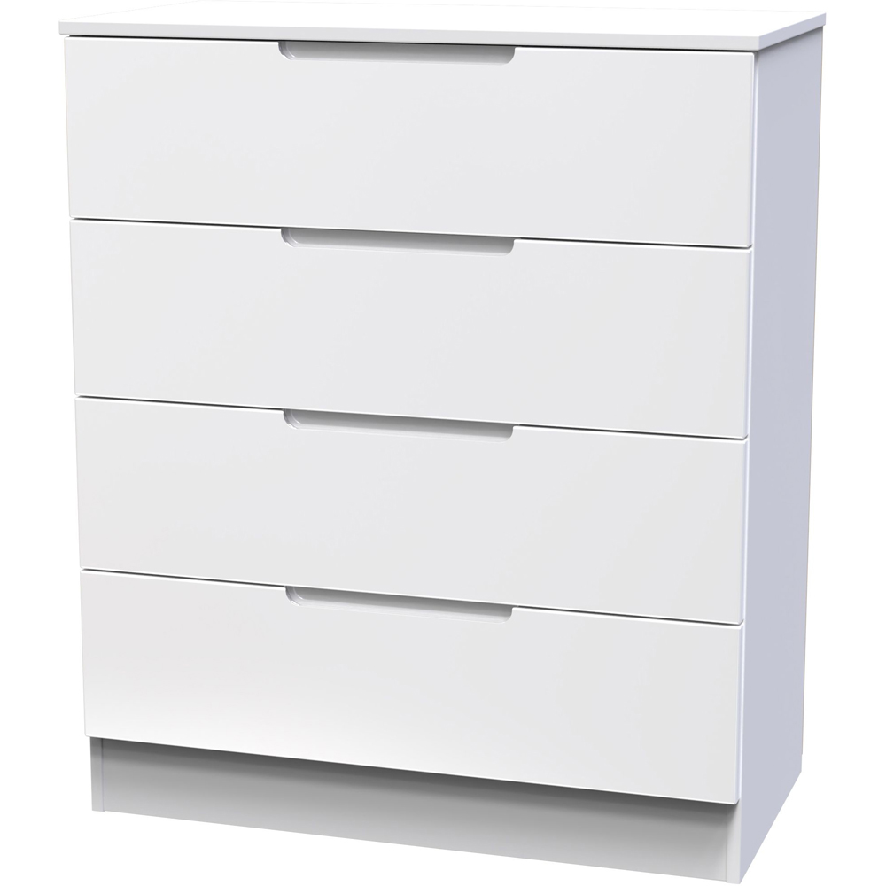 Crowndale Milan 4 Drawer White Gloss and White Chest of Drawers Ready Assembled Image 4
