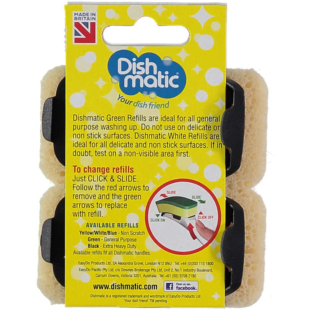 Dish Matic Dish Sponge Refill Non Scratch 2pk Wilko