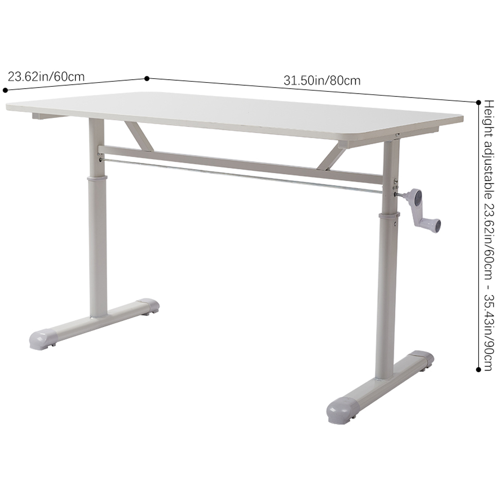 Living and Home Height Adjustable White Office Desk Image 8