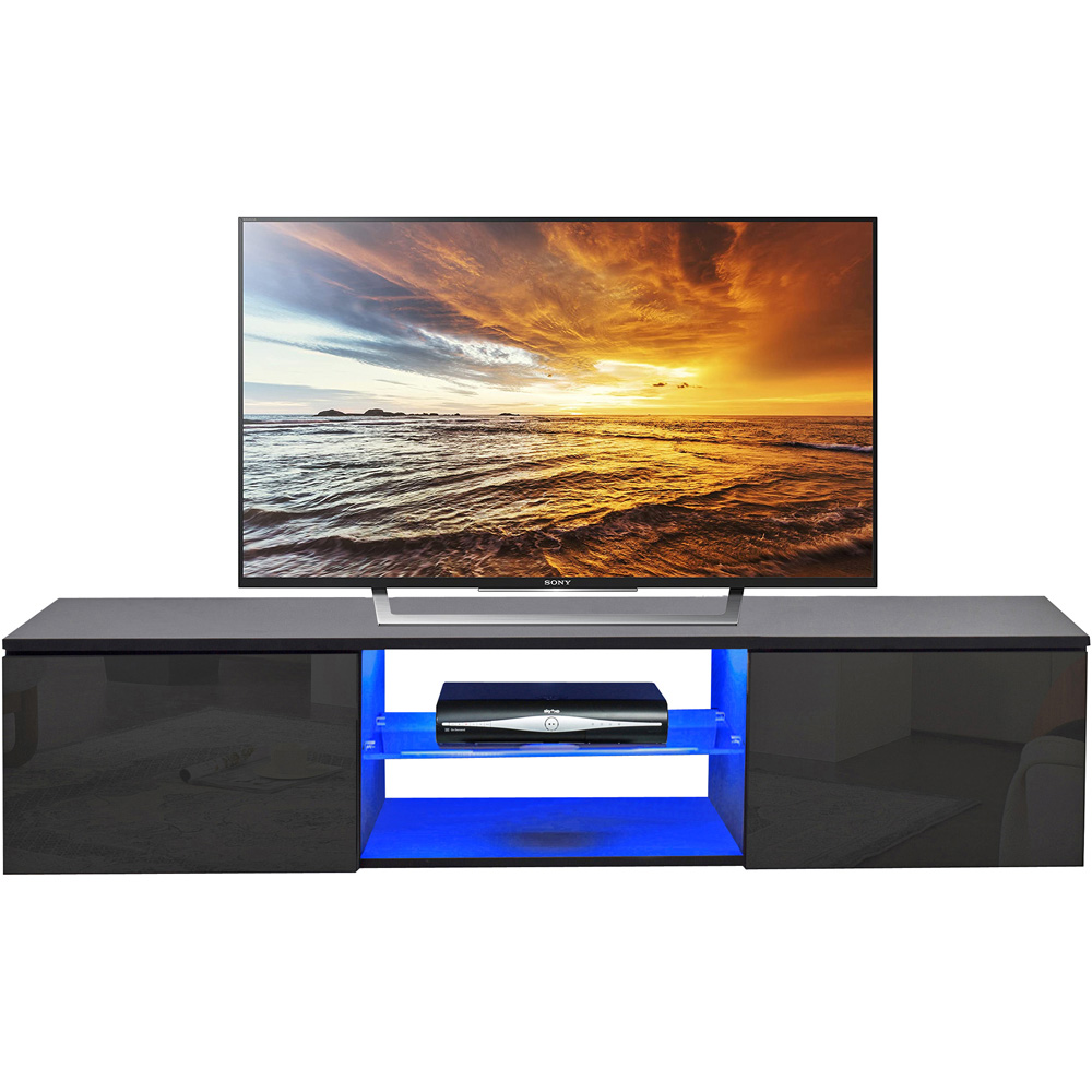 MDA Designs Ara 2 Door Black TV Cabinet with LED Lighting Image 5