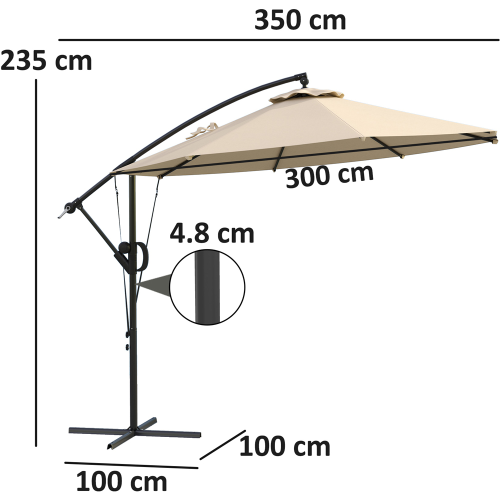 Outsunny Khaki Banana Cantilever Parasol with Cover and Wind Strap 3m Image 9