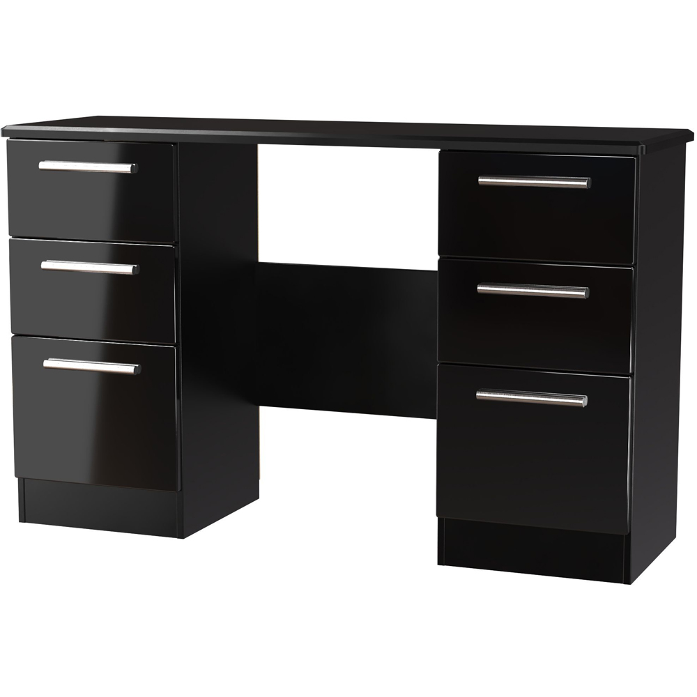 Crowndale Knightsbridge 6 Drawer Black Gloss and Black Kneehole Desk Ready Assembled Image 2