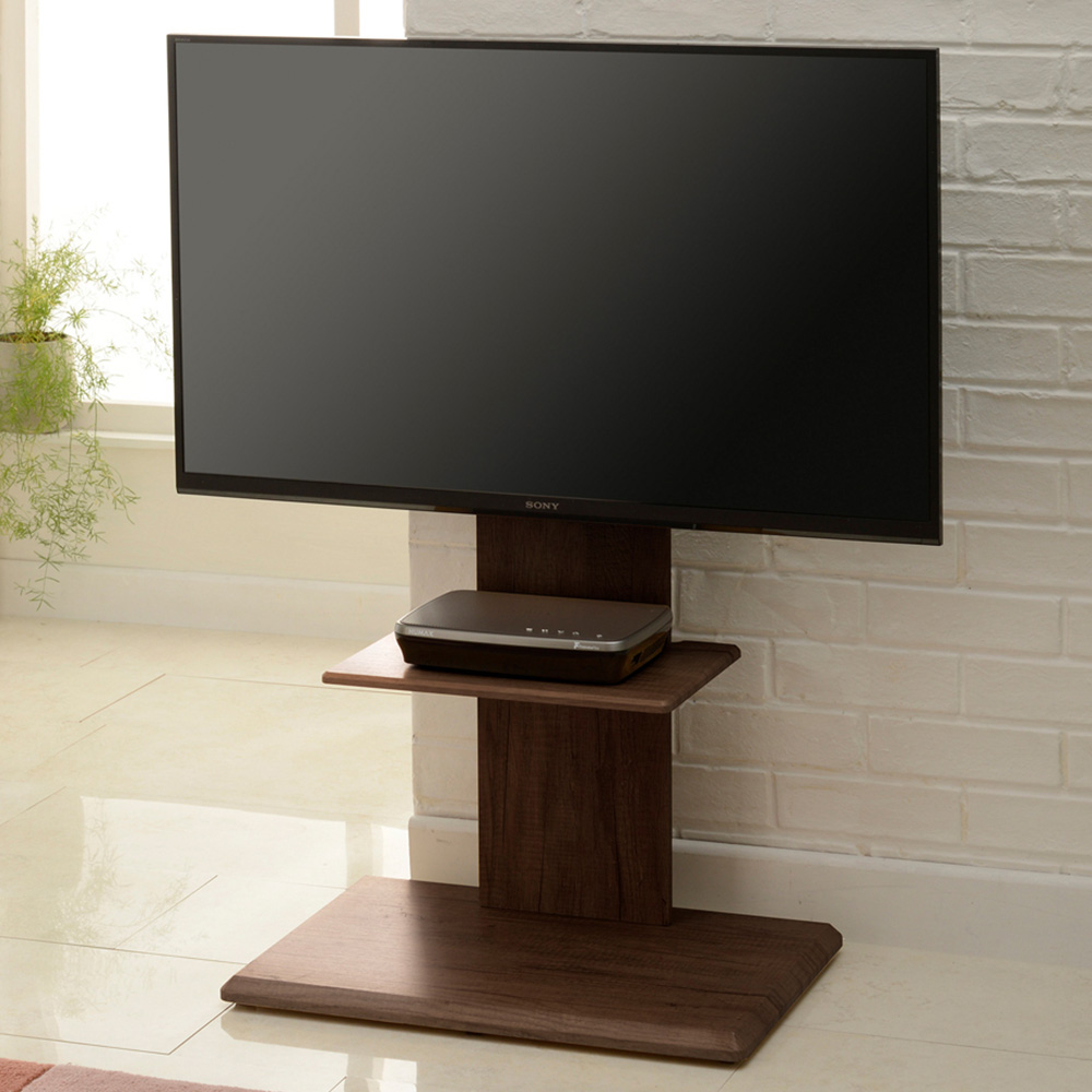 TTAP Walnut Single Shelf Floor Pedestal TV Stand Image 1