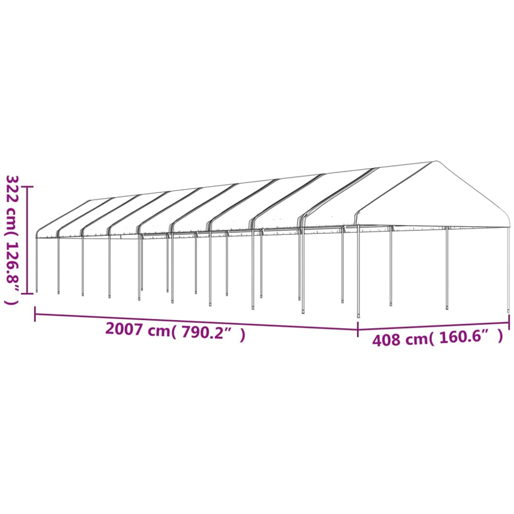 vidaXL 20.7 x 4.08m White Gazebo with Roof Image 5