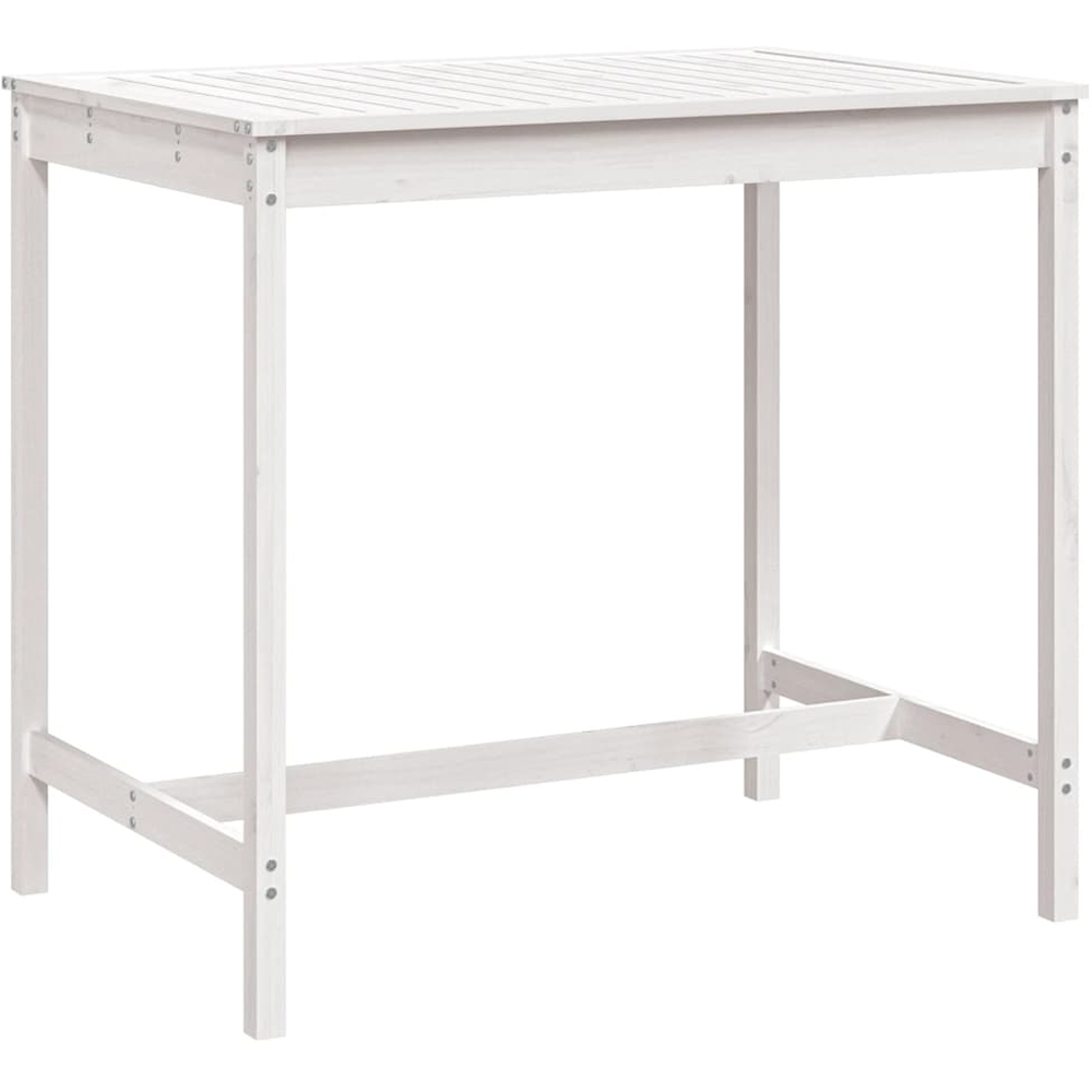 vidaXL 4 Seater Solid Wood Pine Garden Dining Table White Image 4