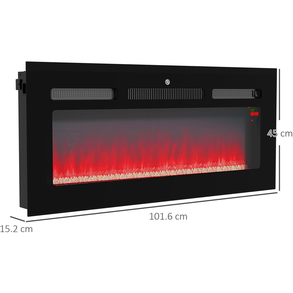 HOMCOM Electric Wall Mounted Black Fireplace with Remote 102cm Image 8