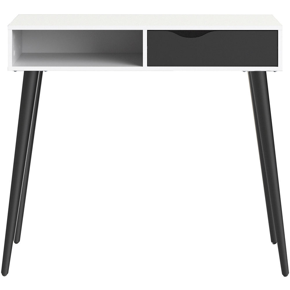 Florence Single Drawer Single Shelf White and Matt Black Console Table Image 3