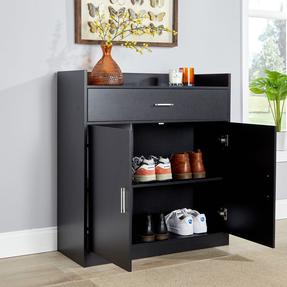 Home Source Novora 2 Door Black Shoe Cabinet Image 7