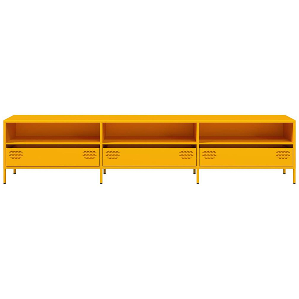 vidaXL 3 Drawer 3 Shelf Mustard Yellow Steel Industrial Style TV Cabinet Image 4