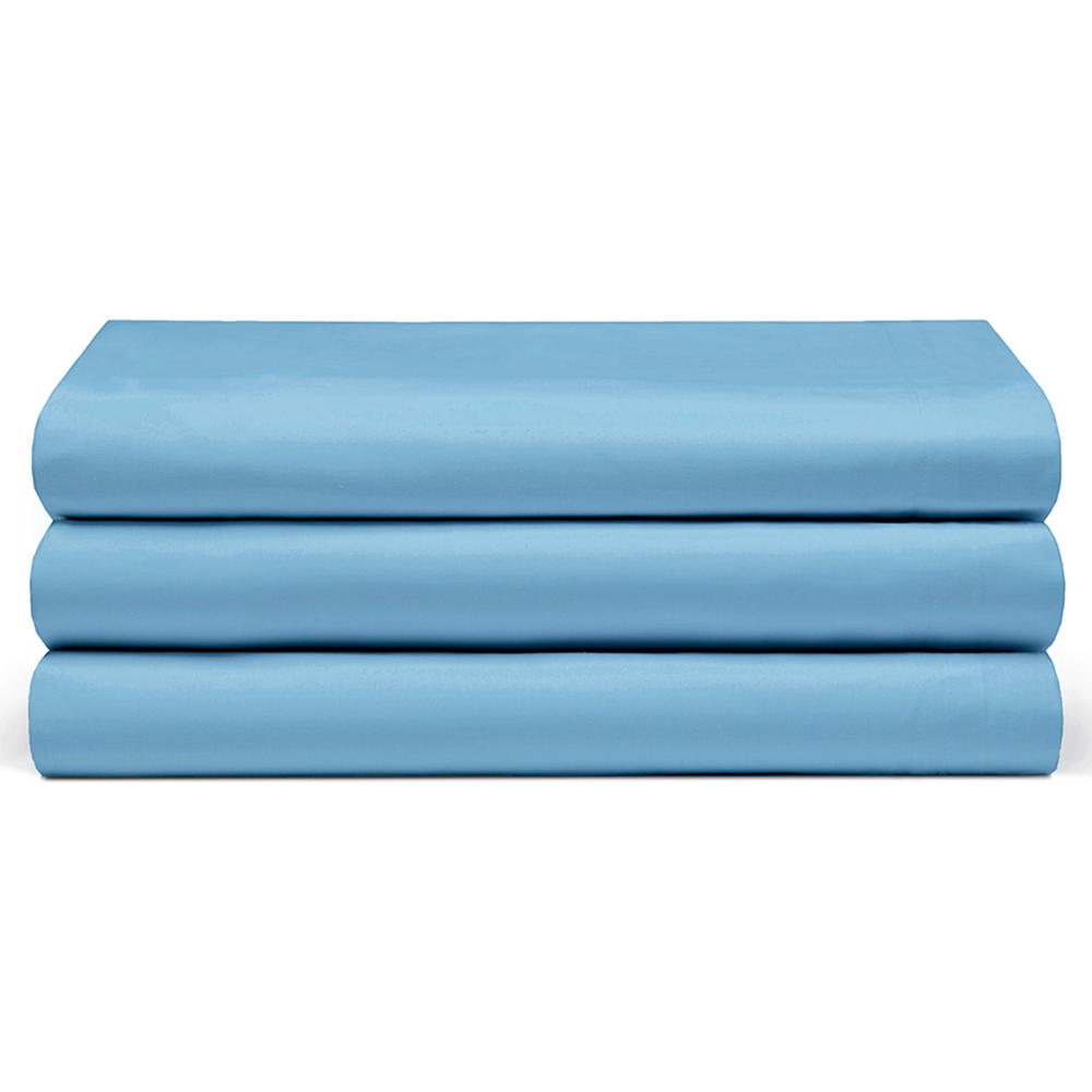 Serene Super King Sky Blue Flat Bed Sheet Image 1