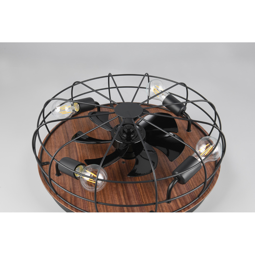 TRIO Trondheim Matt Black Ceiling Light with Fan Image 4