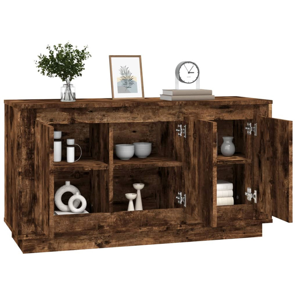 vidaXL 3 Door Smoked Oak Sideboard Image 4