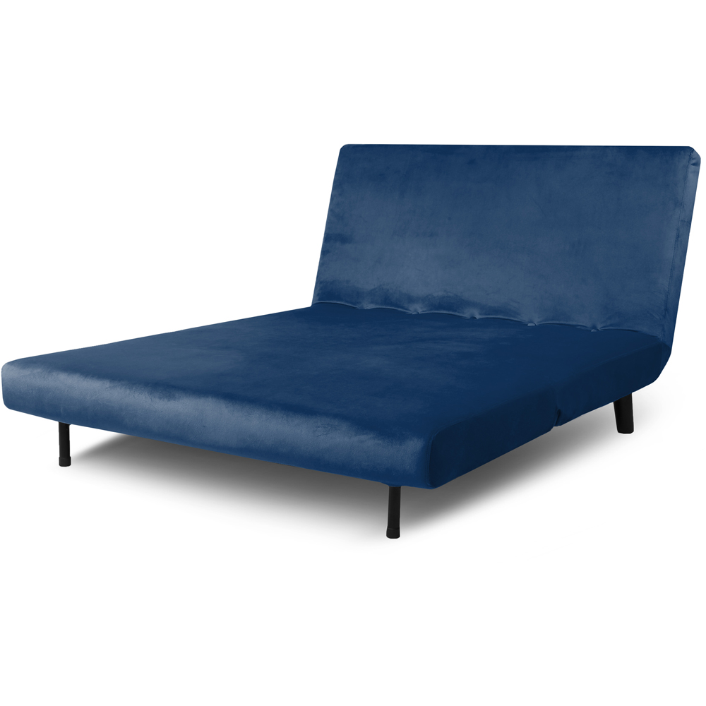 Aurora 2 Seater Blue Velvet Sofa Bed Image 5