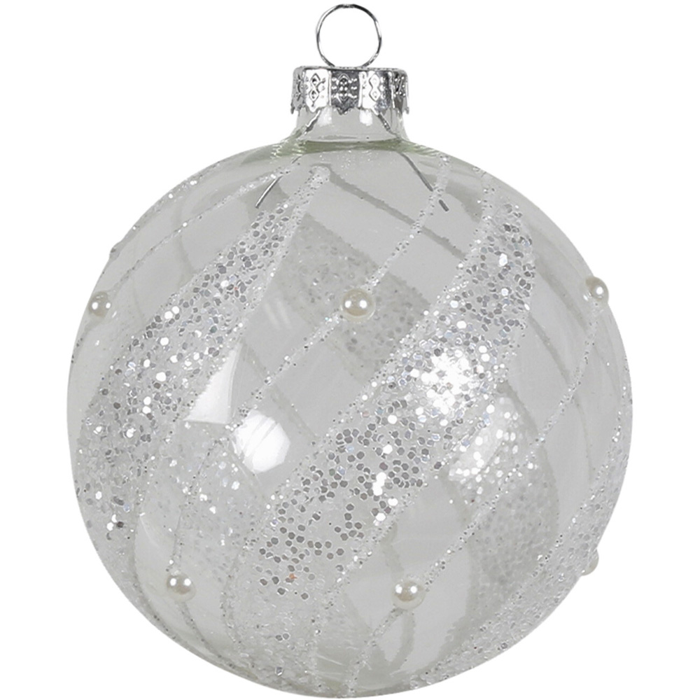 Single Frosted Fairytale Clear Swirl Glass Bauble in Assorted styles Image 3